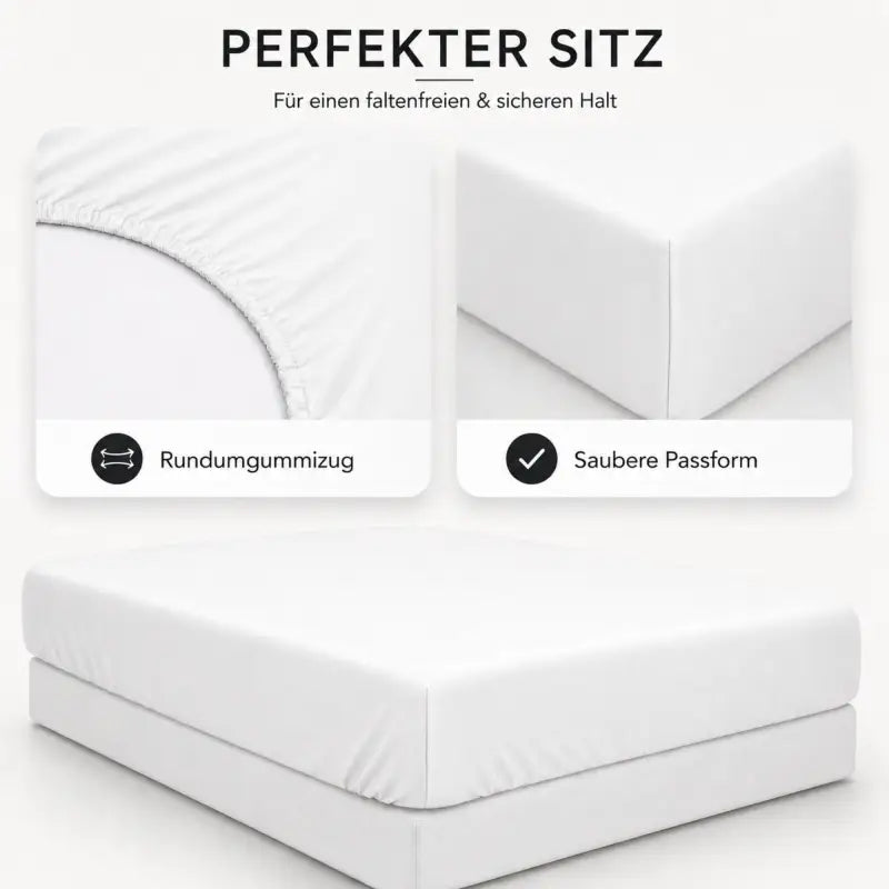 Weißes spannbettlaken aus 100% baumwolle mit elastischen kanten und eng anliegendem sitz zum online bestellen und günstigen angeboten