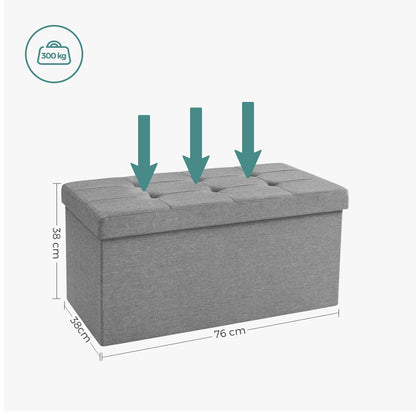 Sitzbank mit Stauraum – Faltbarer Hocker Ottoman 76x38x38cm, bis 300kg belastbar - FUXLShop