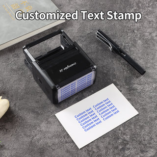 Personalisierter Textstempel Groß 3,8x7,5 cm – 6 Zeilen, 4 Farben, ABS-Gehäuse