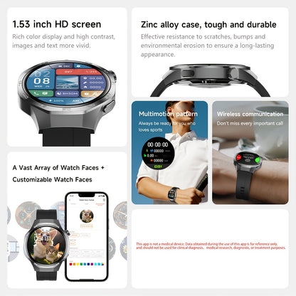 GPS Smartwatch Herren 1.53" HD Display 100+ Sportmodi NFC Bluetooth