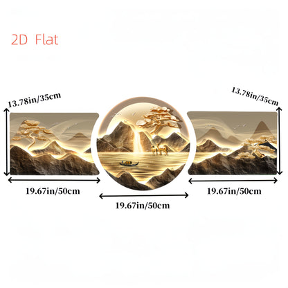 3er-Set 2D Wandbilder mit Elchmotiv – gerahmte Kunst für Wohnzimmer, Schlafzimmer & Flur – HD-Druck, schwarze Harzrahmen mit Goldakzent - FUXLShop