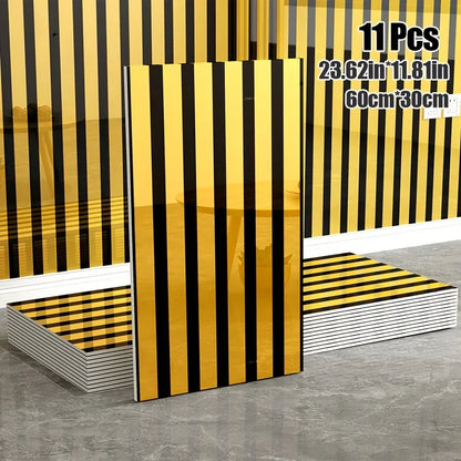 Luxus Spiegel-Wandpaneele 11/22 Stück - Selbstklebende 3D Wandfliesen Gold/Silber 60x30cm für Wohnzimmer & Schlafzimmer - FUXLShop