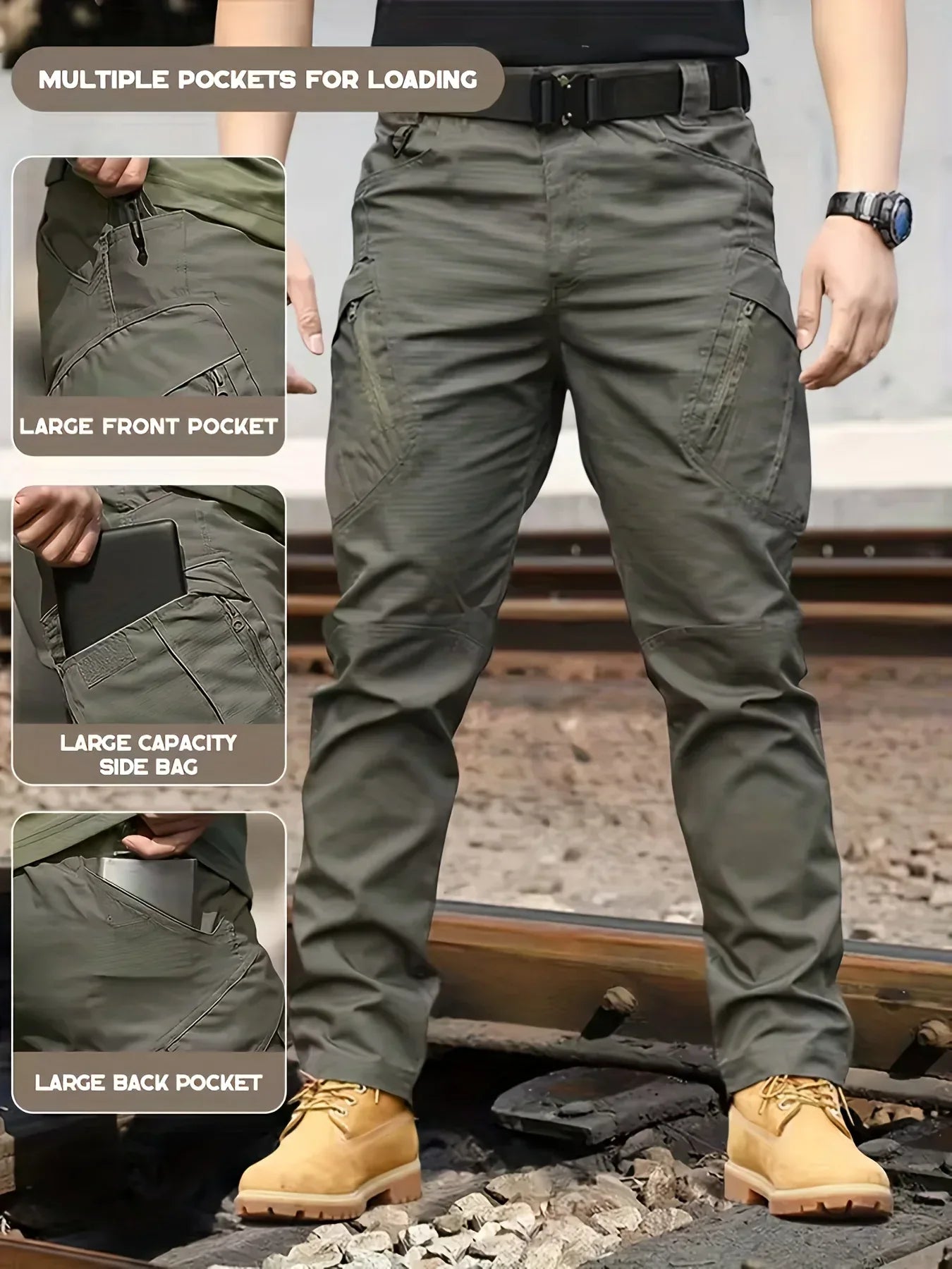 Herren Cargo Hose mit Multitaschen - Tactical Outdoor Arbeitshose - Ganzjahres Polyester - FUXLShop