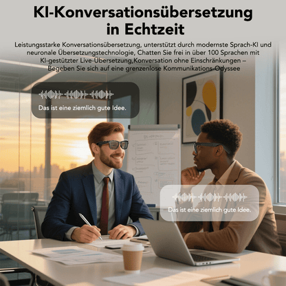 2025 Smart AI Brille mit Echtzeit Übersetzung, 2K Aufnahme, FPV Video und Wireless Calling
