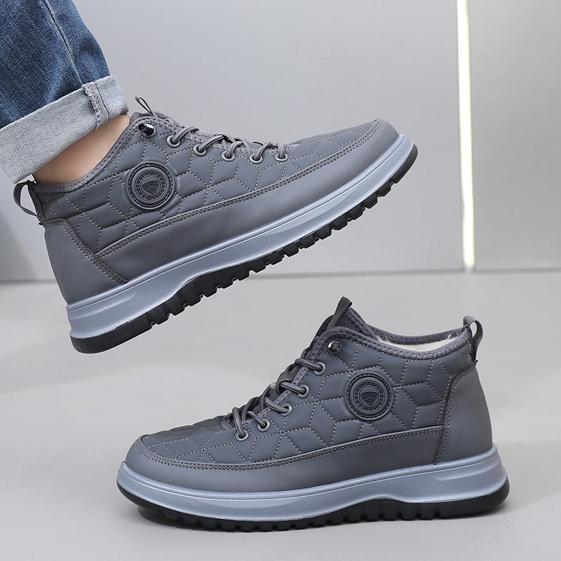  Herren-Winterstiefeletten mit Steppdesign, Schnürung, hellem Innenfutter und Profilsohle