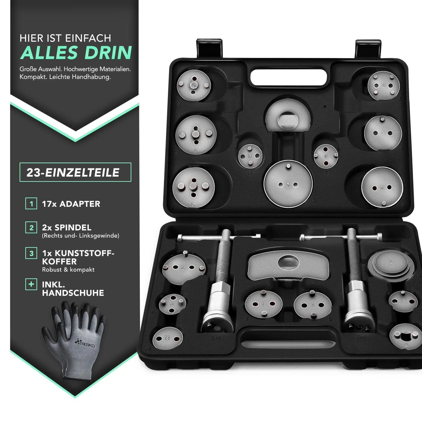 TRESKO Bremskolbenrücksteller Set 23-teilig inkl. Handschuhe - FUXLShop