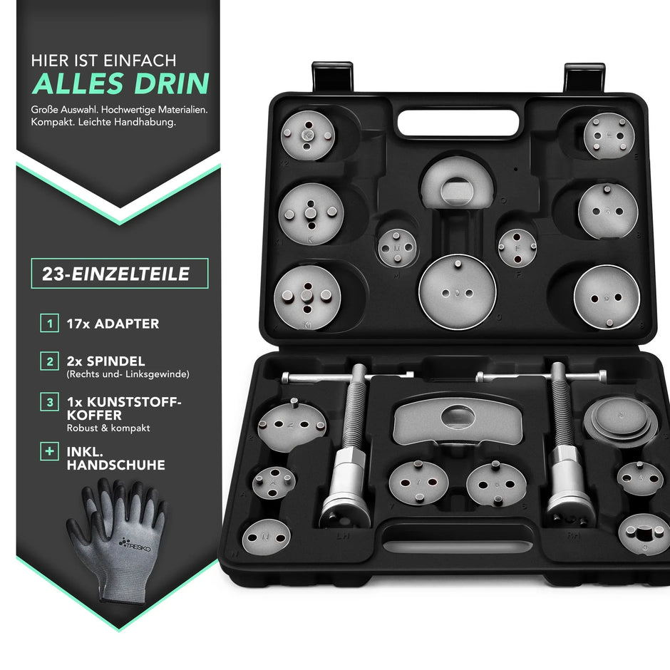 TRESKO Bremskolbenrücksteller Set 23-teilig inkl. Handschuhe - FUXLShop
