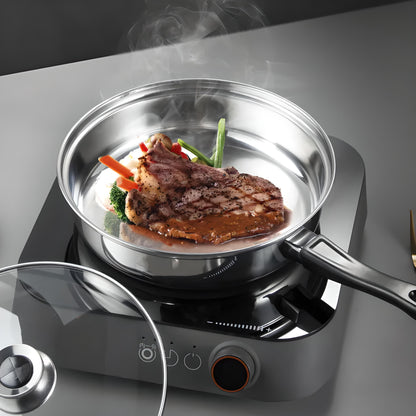 12-teiliges Edelstahl-Topfset mit Pfanne & Glasdeckeln – Für alle Herdarten