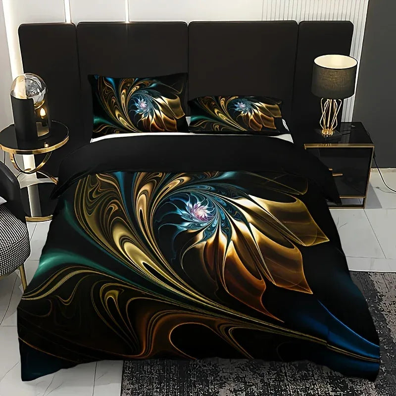 Bettwäsche-Set Marmor-Muster 3-Teilig - Bettbezug + 2 Kissenbezüge, Hochwertig Bedruckt, Modern & Elegant - FUXLShop