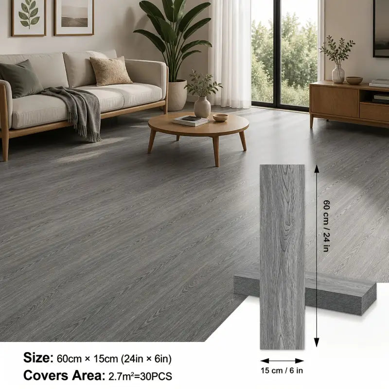 Selbstklebende pvc-vinyl-dielen in grau mit holzoptik 15x60 cm zur einfachen renovierung online bestellen ideal als geschenkideen