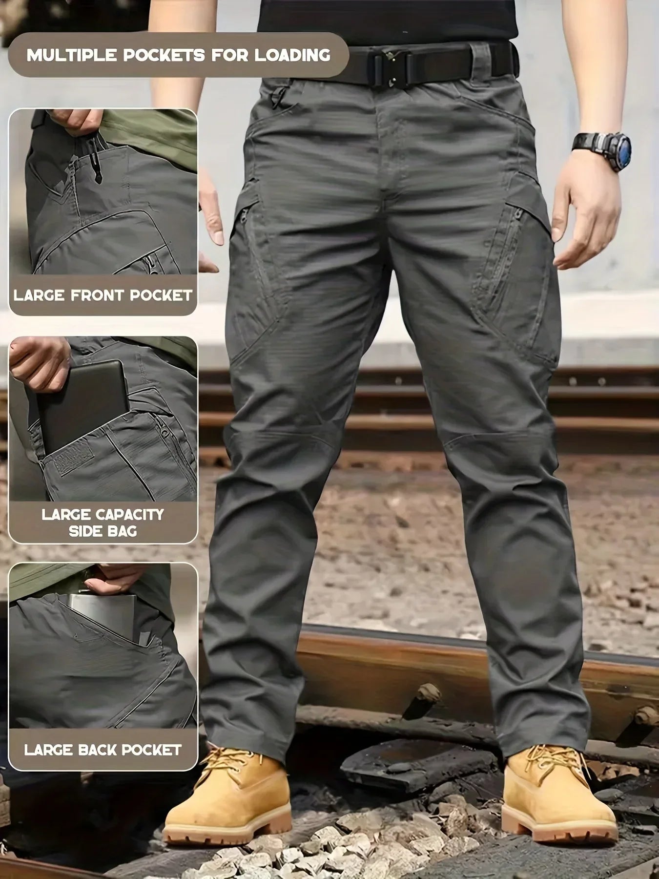 Herren Cargo Hose mit Multitaschen - Tactical Outdoor Arbeitshose - Ganzjahres Polyester - FUXLShop