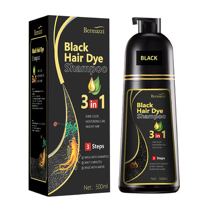 500ml Ginseng Haarfärbe-Shampoo – Pflanzliche Pflege, Grauabdeckung, langanhaltende Farbe, feuchtigkeitsspendend & sanft für Damen & Herren