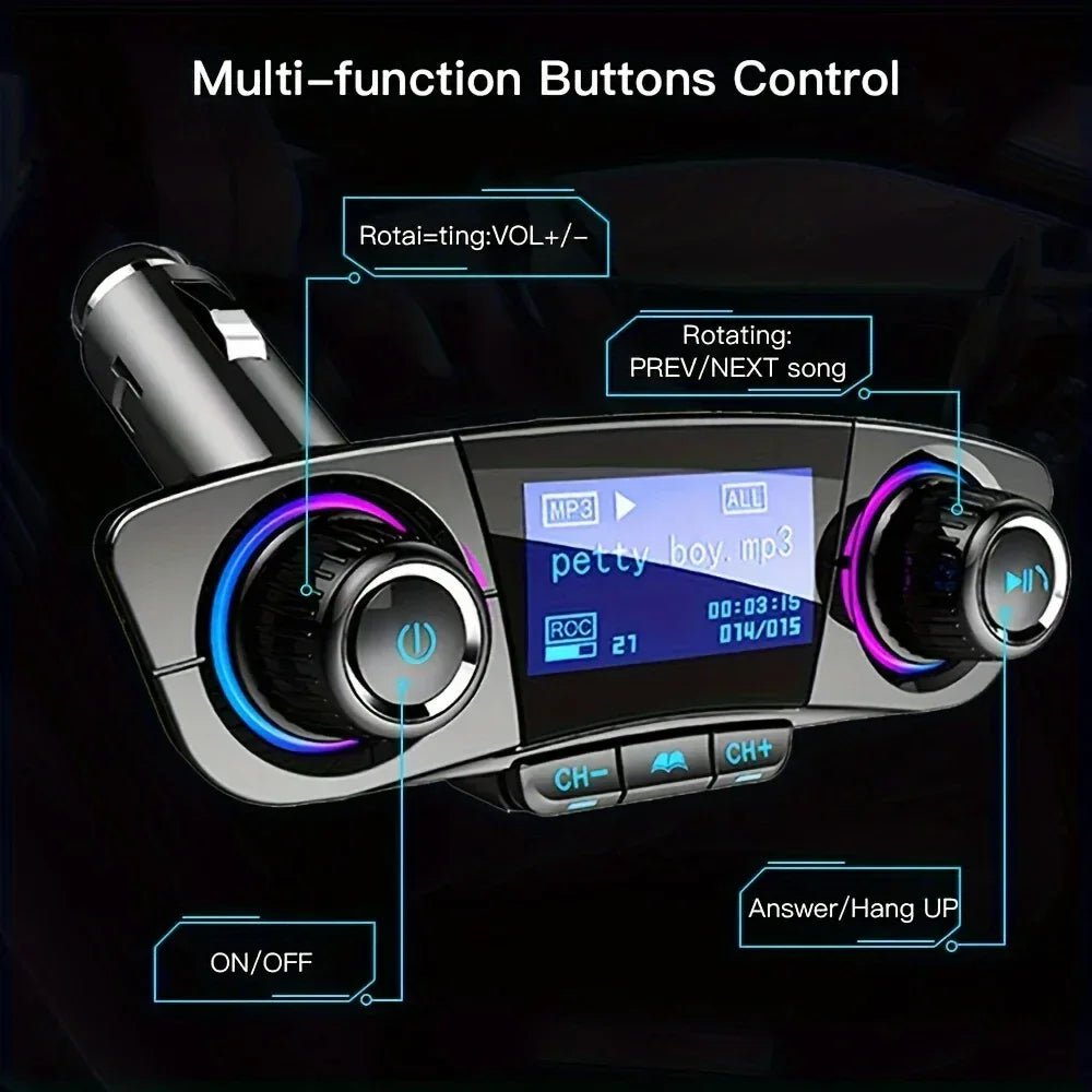 Auto FM Transmitter Bluetooth mit USB Ladegerät - Freisprecheinrichtung & MP3 Player für KFZ - FUXLShop