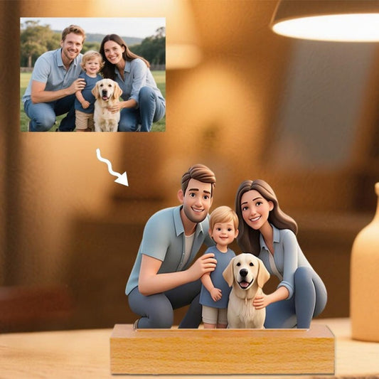 2D Flat Cartoon Acrylschild – personalisierter Fotorahmen mit KI‑Design, lebendige Farben, Valentinstagsgeschenk für Paare
