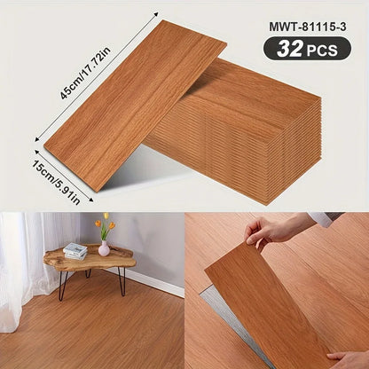 Selbstklebende Vinyl-Bodenfliesen Holzoptik 32er Set – Peel & Stick, 45x15 cm