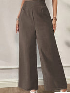Elegante Damen-Schlaghose Wide Leg – Einfarbig, Ganzjährig
