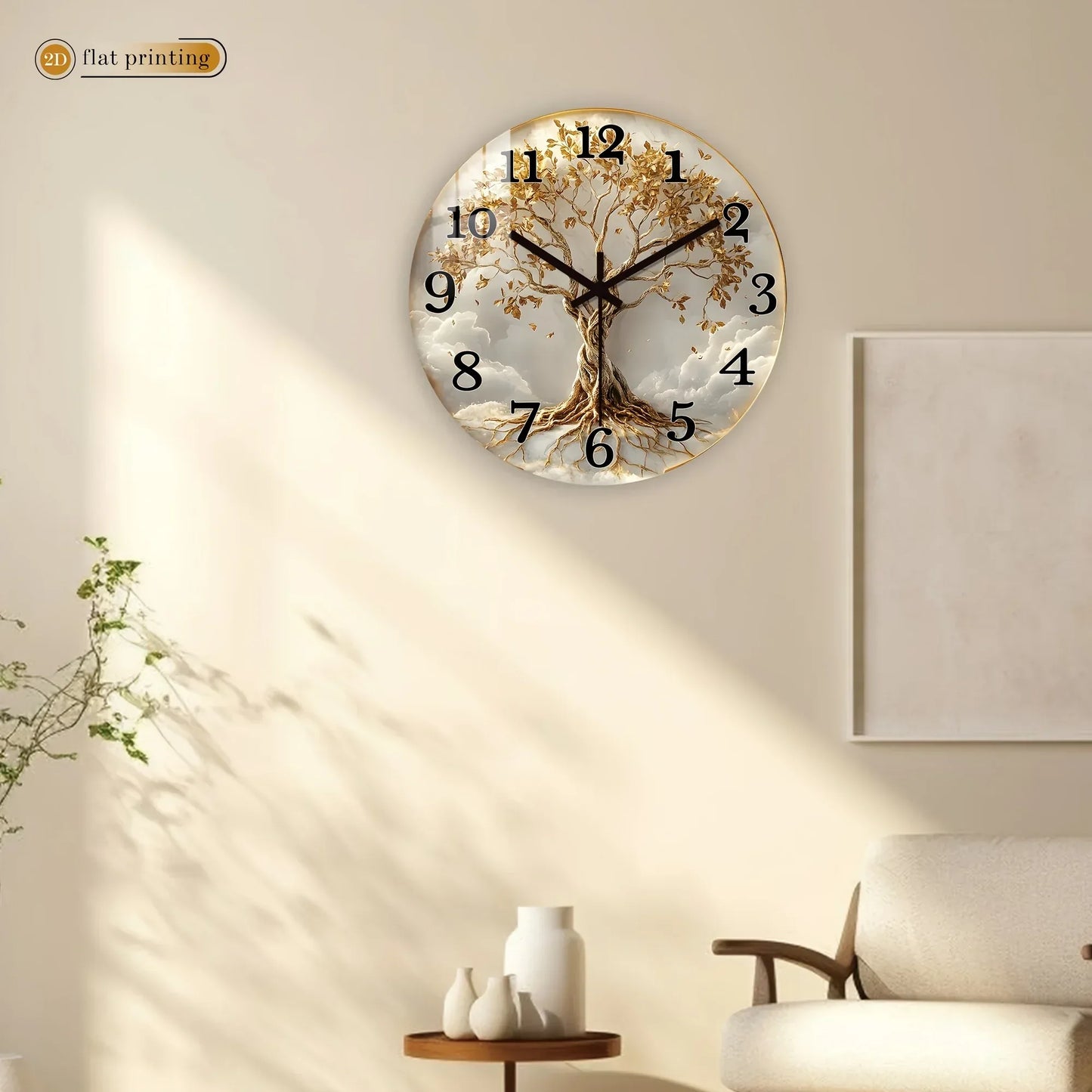 Wanduhr Lebensbaum Holz - Lautlos mit Wurzeln & Ästen - Modern 25-40cm - FUXLShop