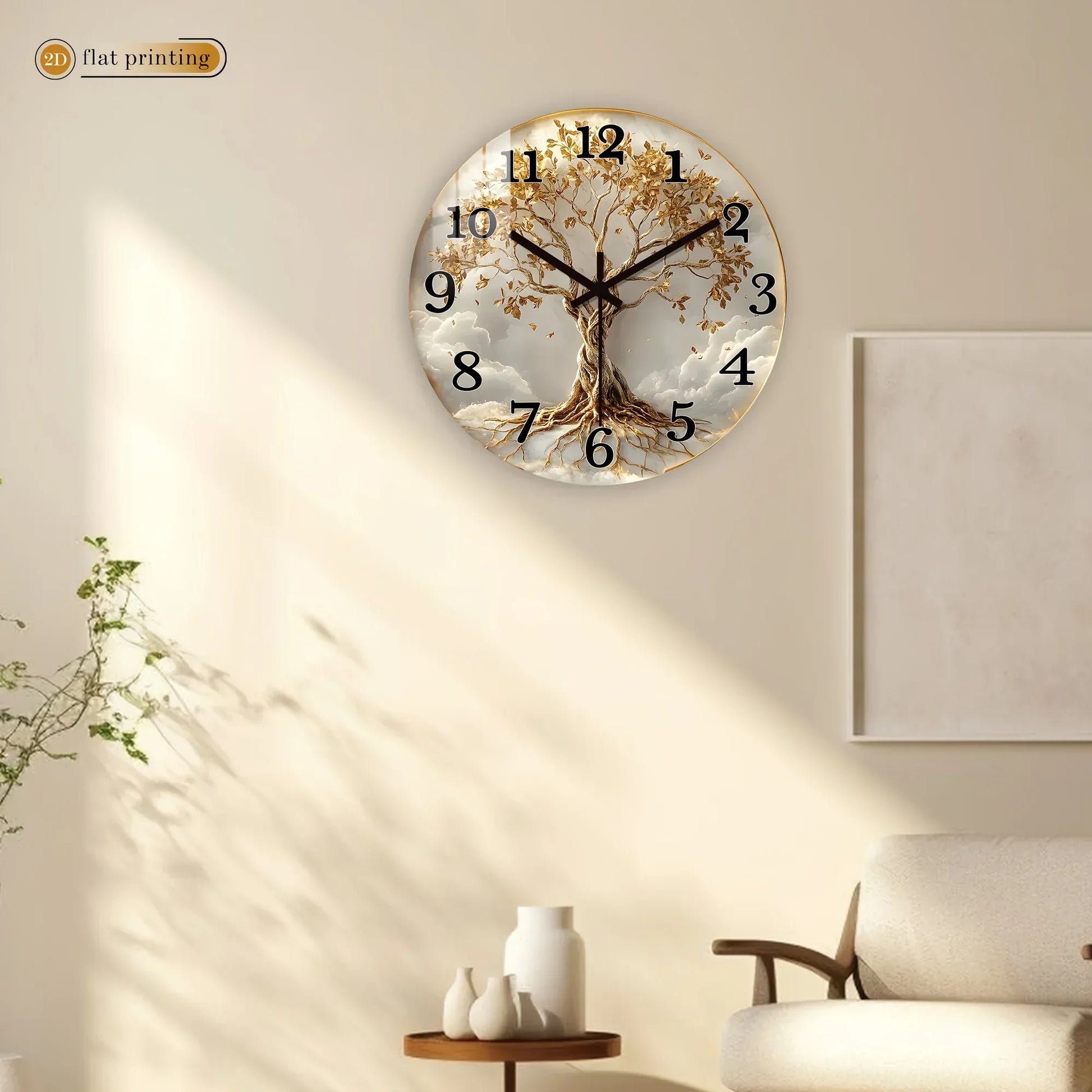 Wanduhr Lebensbaum Holz - Lautlos mit Wurzeln & Ästen - Modern 25-40cm - FUXLShop