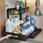 Waschbecken-Unterschrank Organizer – Ausziehbares Regal, 2 Ebenen, für Küche & Bad