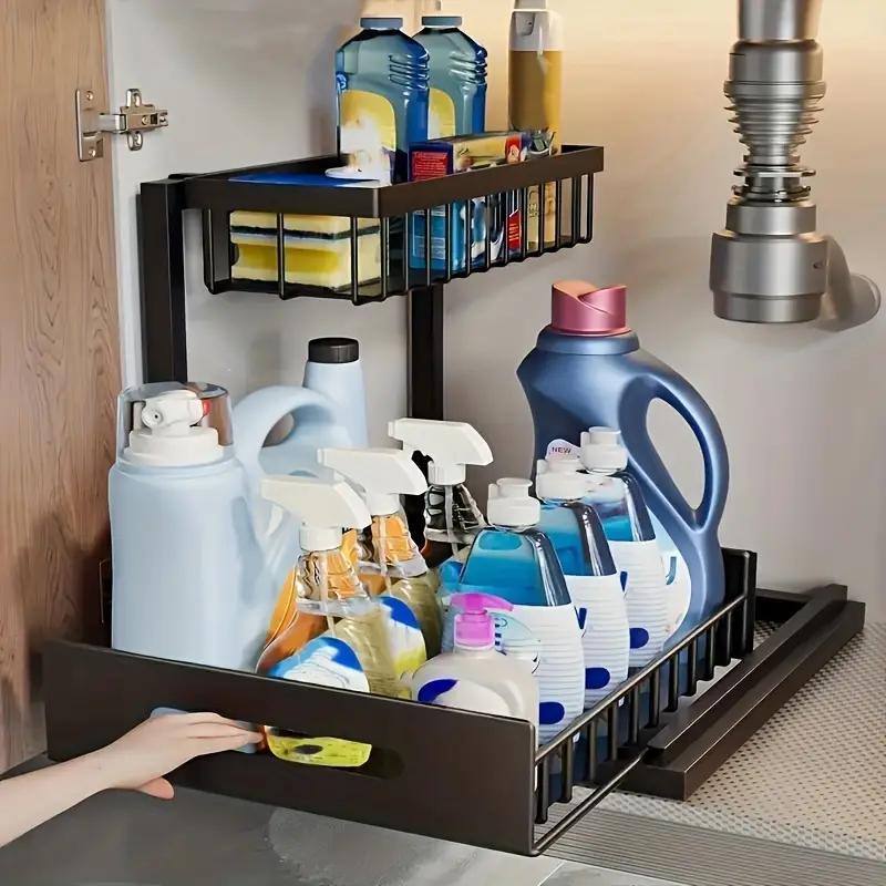 Waschbecken-Unterschrank Organizer – Ausziehbares Regal, 2 Ebenen, für Küche & Bad