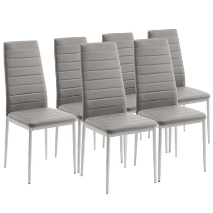 Bonlo Esszimmerstühle 6er-Set – gepolstert mit Metallbeinen, Kunstlederbezug, bis 140 kg belastbar, grau – ideal für Esszimmer, Wohnzimmer & Büro