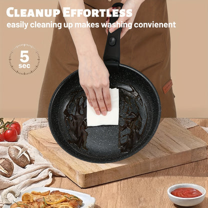 Kpxsiaion Keramik Antihaft-Kochgeschirr-Set mit abnehmbaren Griffen, induktionsgeeignet, stapelbar – Schwarz