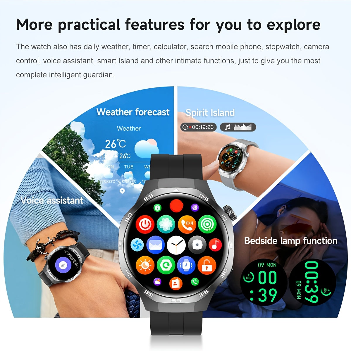 GPS Smartwatch Herren 1.53" HD Display 100+ Sportmodi NFC Bluetooth