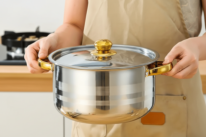 10-teiliges Edelstahl-Kochgeschirr-Set - Antihaft-Töpfe mit Deckeln für Küche und Restaurant