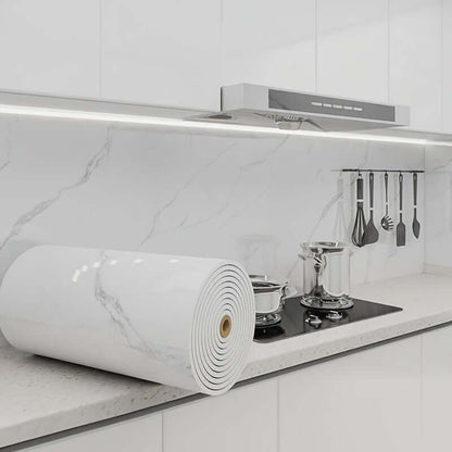 3D Marmor Tapetenrolle – Selbstklebender Schaumstoff-Sticker mit Alufolie, wasserfest & abnehmbar – Für Küche, Bad, Schlafzimmer & Möbeloberflächen - FUXLShop