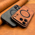 Luxus Leder Handyhülle – Retro Business, MagSafe, für iPhone 11–17 Pro Max & Air