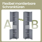 Badezimmerschrank 30x30x170 cm – Modernes Badmöbel mit Schublade, verstellbaren Regalen & offenem Fach - FUXLShop
