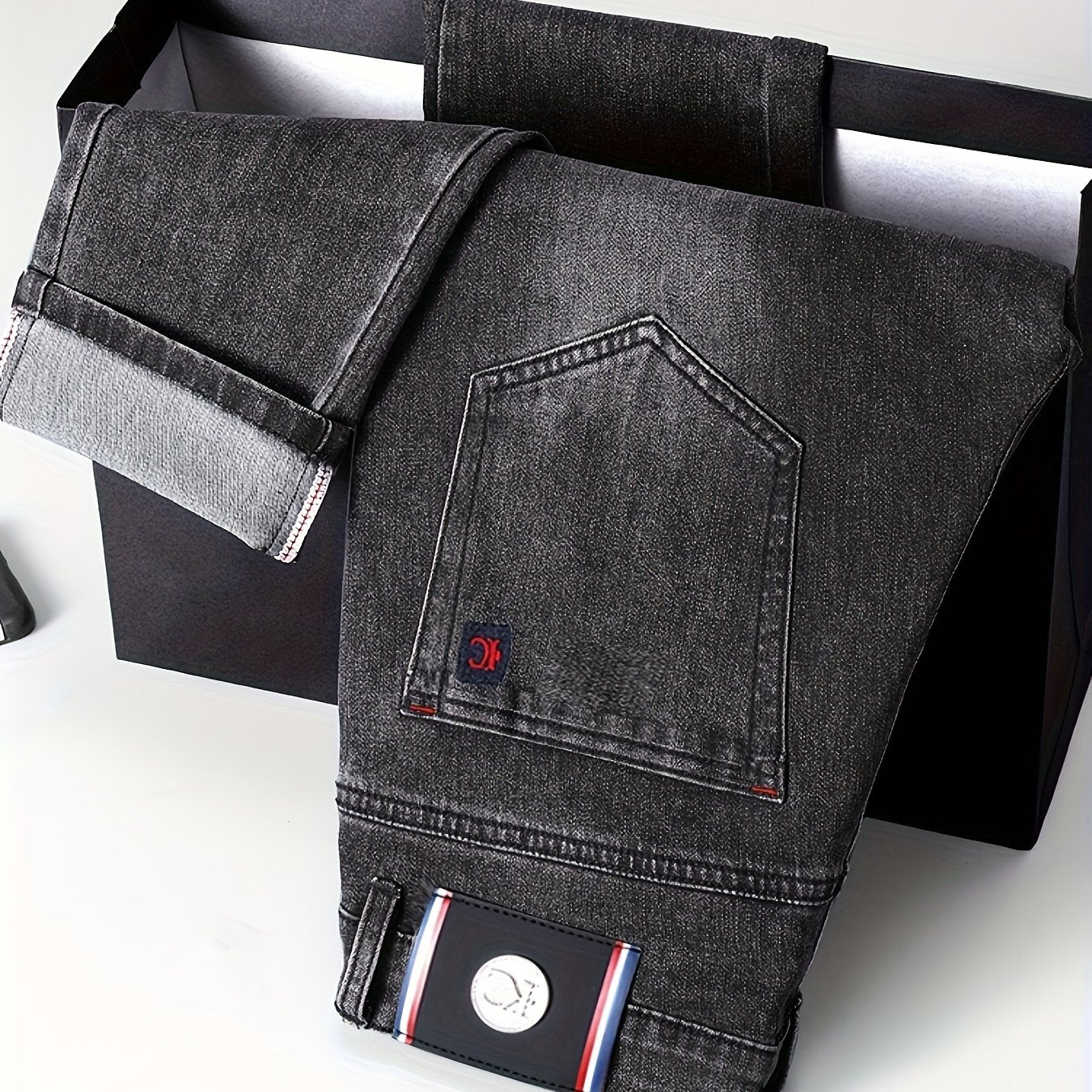 Herren Business-Jeans mit geradem Schnitt und Stretch-Komfort – Farbe Blau