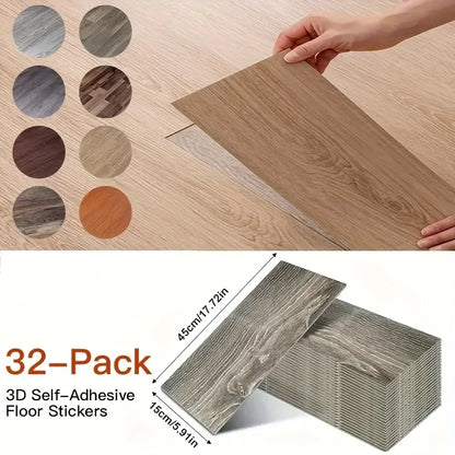 Selbstklebende Vinyl-Bodenfliesen Holzoptik 32er Set – Peel & Stick, 45x15 cm