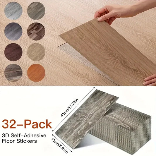Selbstklebende Vinyl-Bodenfliesen Holzoptik 32er Set – Peel & Stick, 45x15 cm