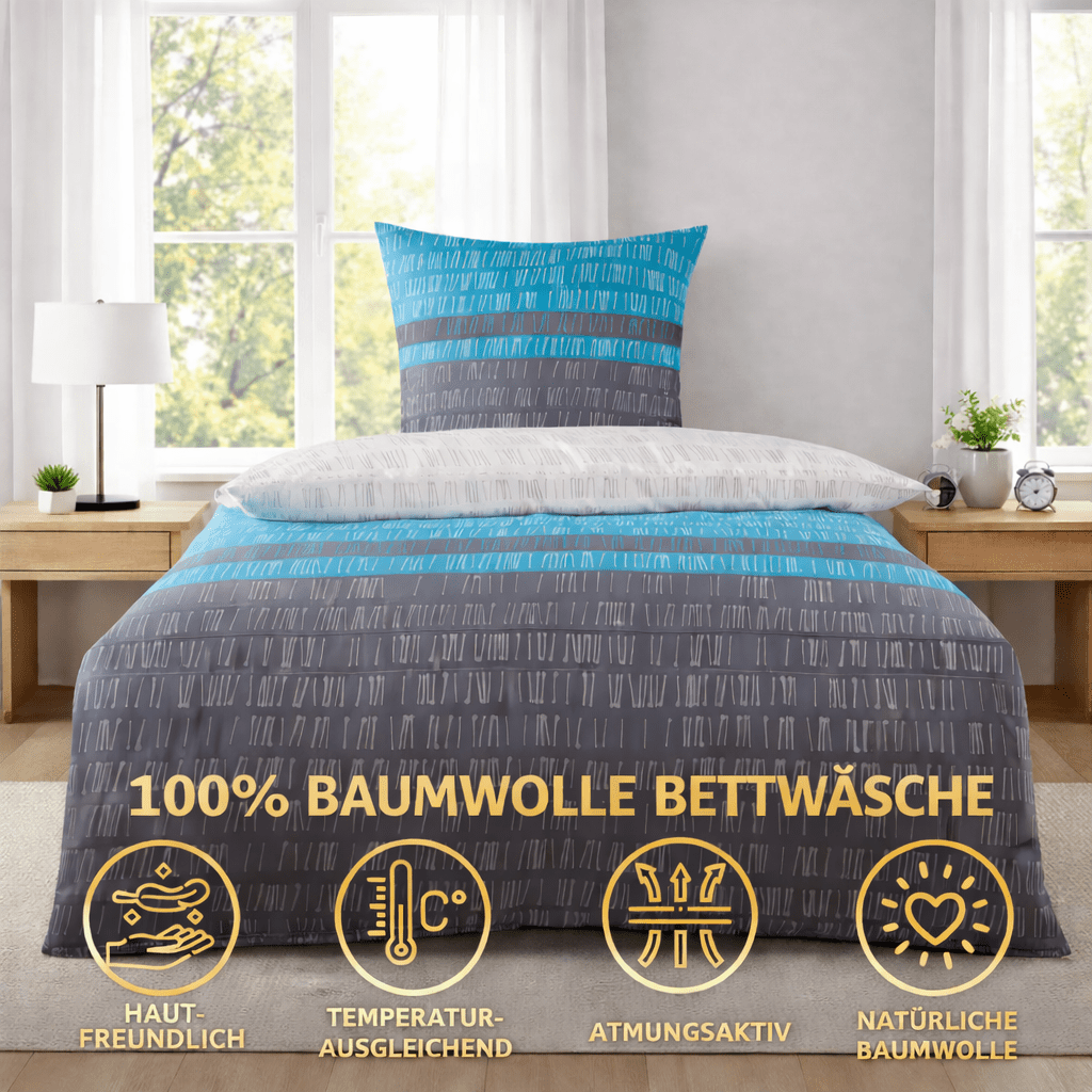 Bettwäsche-Set Renforcé – Streifen, 2-teilig, 135x200 oder 155x220 cm