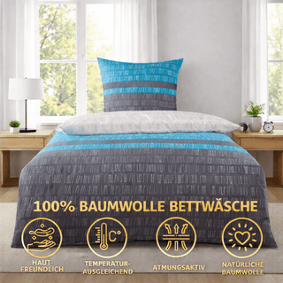 Bettwäsche-Set Renforcé – Streifen, 2-teilig, 135x200 oder 155x220 cm