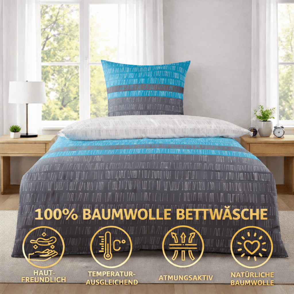 Bettwäsche-Set Renforcé – Streifen, 2-teilig, 135x200 oder 155x220 cm