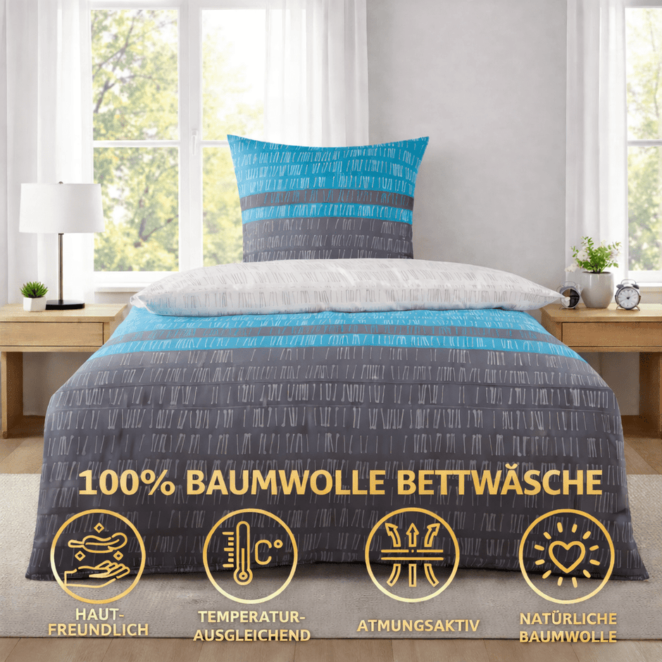 Bettwäsche-Set Renforcé – Streifen, 2-teilig, 135x200 oder 155x220 cm