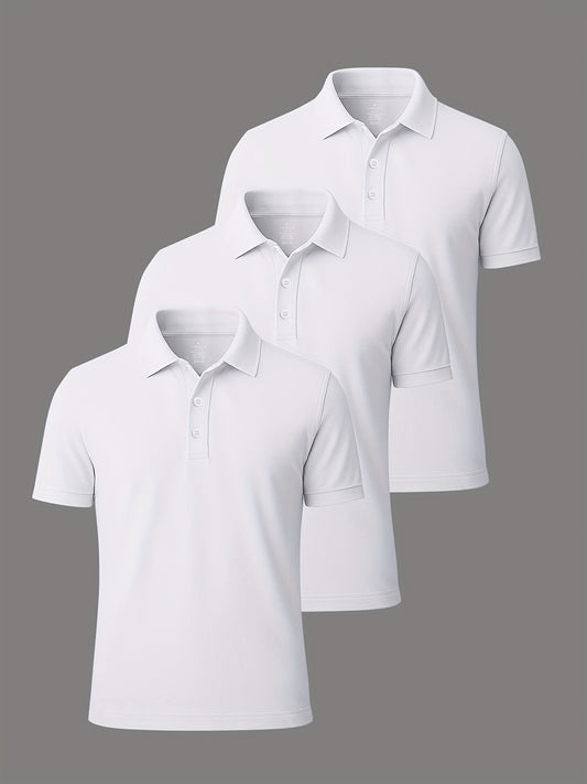 3er-Pack Herren-Polo-Shirts – gekämmte Baumwolle, atmungsaktiv & bequem, klassischer Stil für Business & Freizeit, Sommer-Essentia