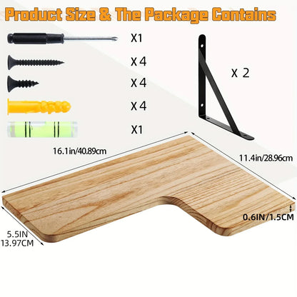 Eckregal Massivholz Wandmontage – Floating Shelf für Wohnzimmer, Küche & Büro - FUXLShop