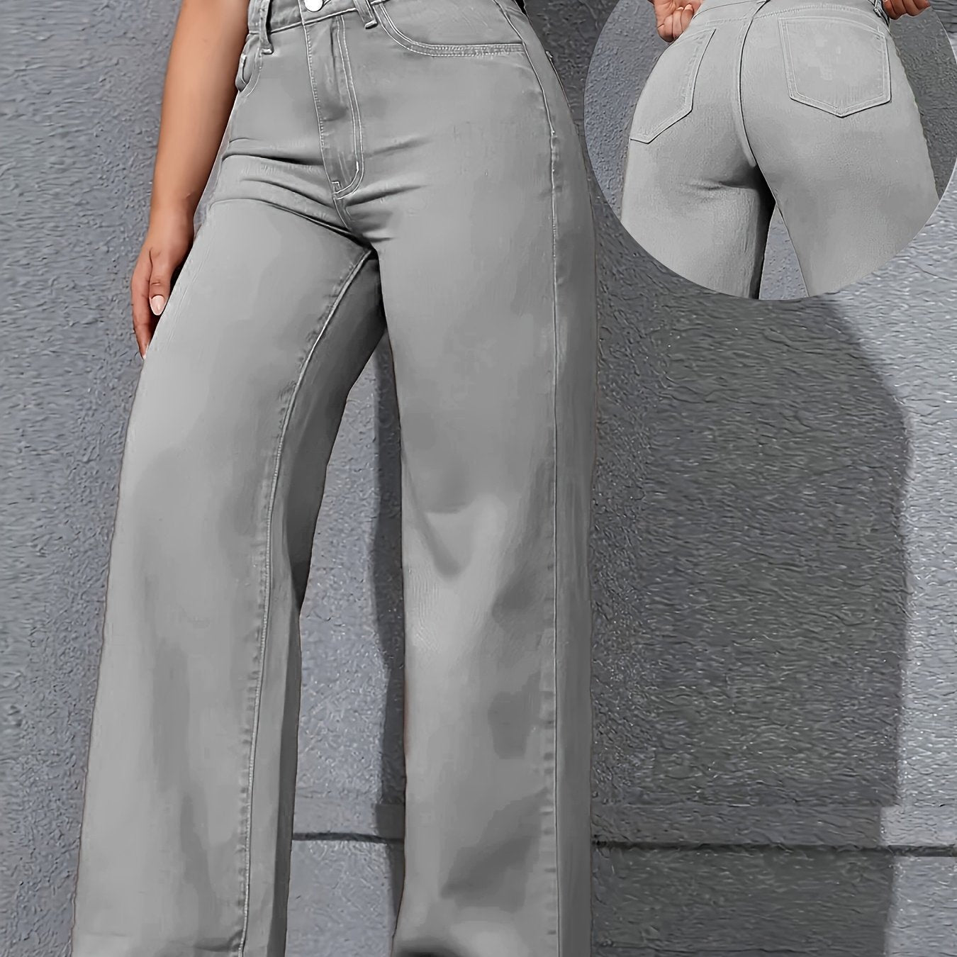 Damen Straight-Leg Hose Grau - Vorderansicht