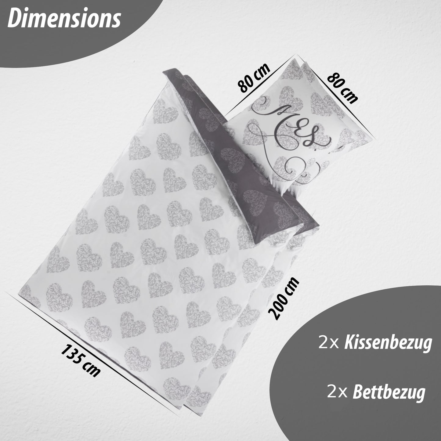 Bettwäsche-Set 135x200 4-teilig – Allergikerfreundlich – Spannbettlaken 135x200 & Kissenbezug 80x80 | Modern & Hochwertig