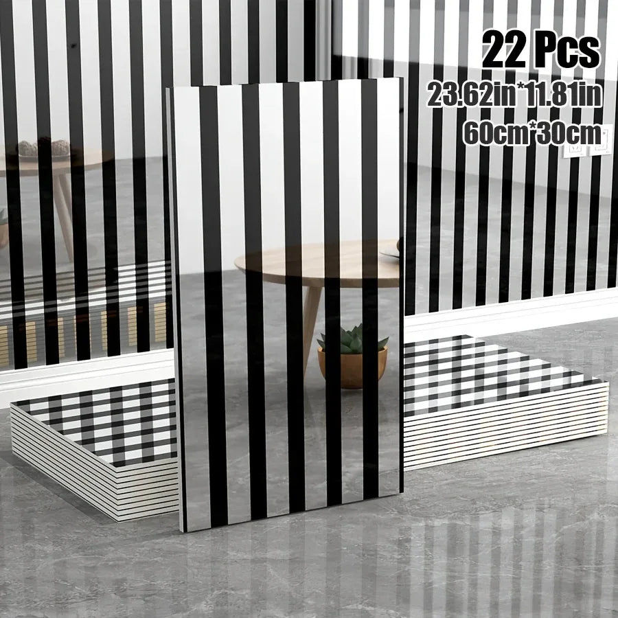 Luxus Spiegel-Wandpaneele 11/22 Stück - Selbstklebende 3D Wandfliesen Gold/Silber 60x30cm für Wohnzimmer & Schlafzimmer - FUXLShop