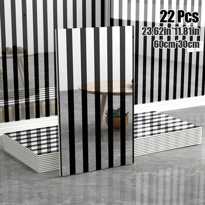 Luxus Spiegel-Wandpaneele 11/22 Stück - Selbstklebende 3D Wandfliesen Gold/Silber 60x30cm für Wohnzimmer & Schlafzimmer - FUXLShop
