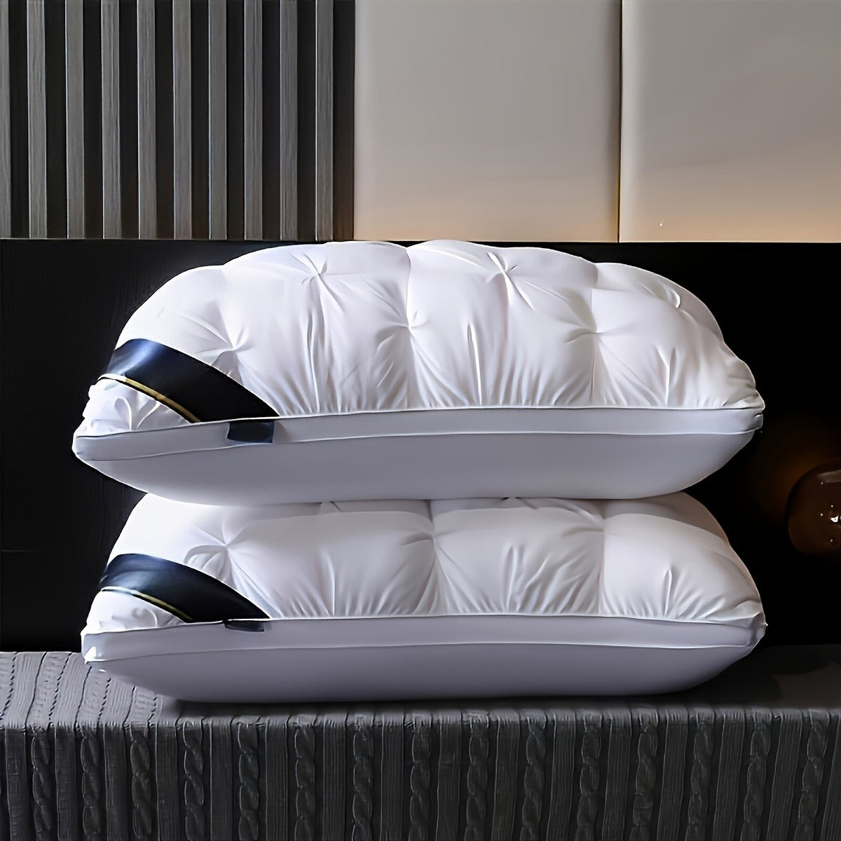 Luxus-Hotelkissen 2er-Set – Tiefenschlaf-Stützkissen aus hochdichtem Polyester