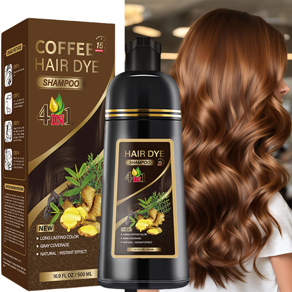 Black Hair Dye Shampoo 500ml mit Kräuterformel für langanhaltende Haarfarbe bei allen Haartypen
