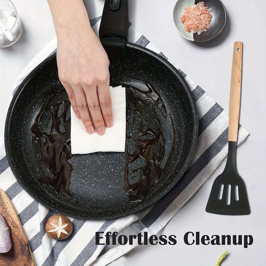 Antihaft-Kochgeschirr-Set mit abnehmbaren Griffen, spülmaschinenfest, induktionsgeeignet – Schwarz