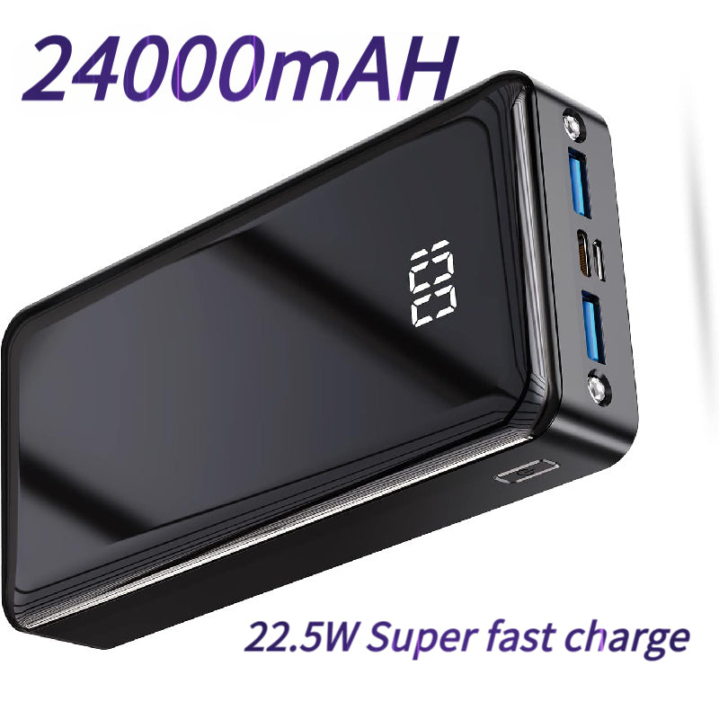 Powerbank 24000mAh – USB-C Schnellladung, LED-Anzeige, USB-A & Micro-USB, universell