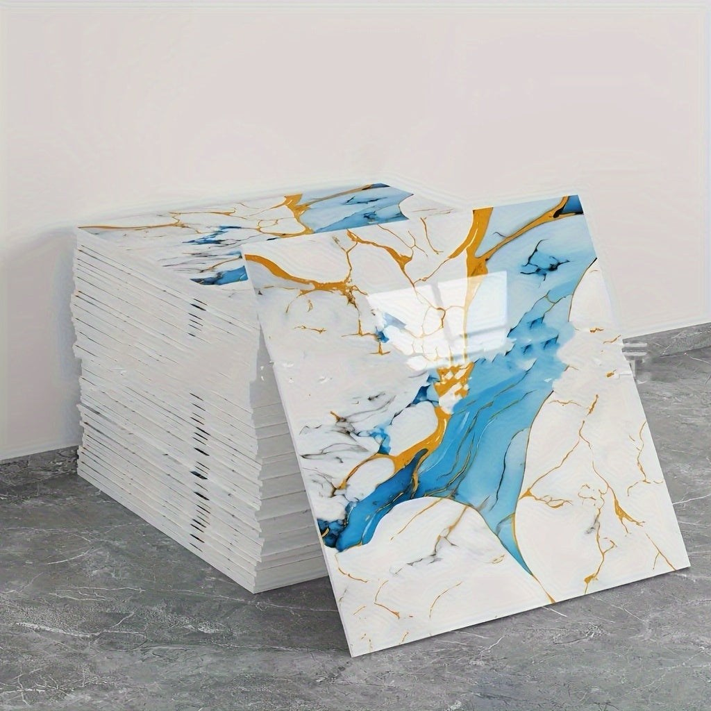 40x Selbstklebende Fliesenaufkleber in Marmor-Optik – Weiß & Grau – Wasserfest, Rückstandsfrei, für Küche, Bad, Boden & Wand – DIY-freundlich - FUXLShop