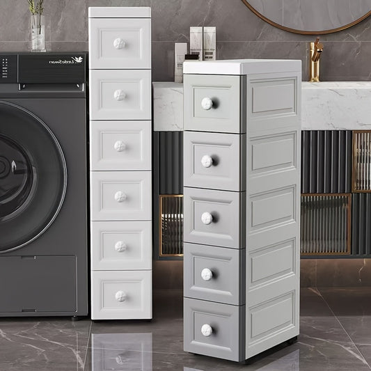 Ultradünner weißer Kosmetik-Organizer mit 4–6 Ebenen und runden Griffen – ideal für Make-up, Badzubehör und Küchenutensilien